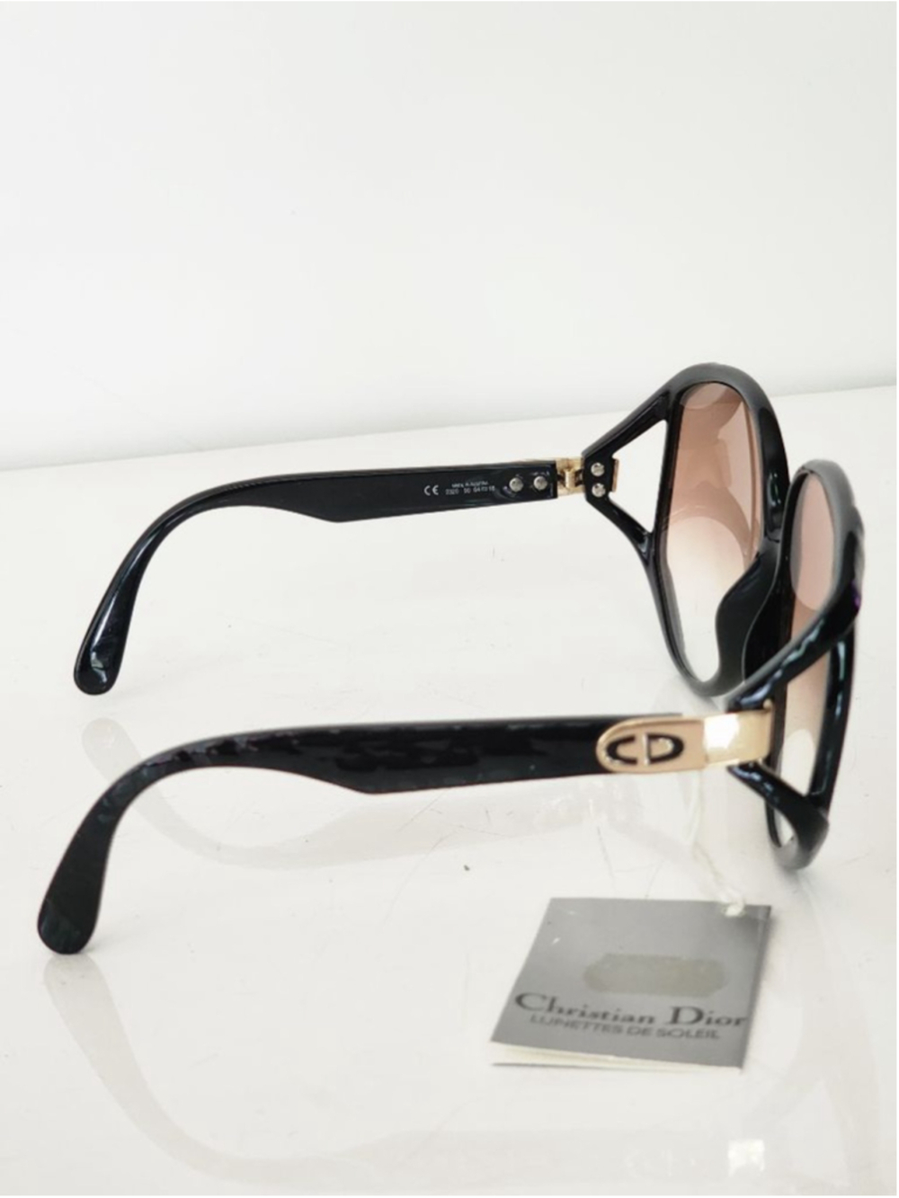 CHRISTIAN DIOR NWT 2320 Vintage Black & Gold Oversized Gradient Sunglasses 64 mm - Picture 5 of 13